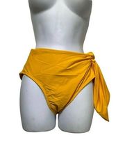 Nicole Miller Bikini Bottoms Swimsuit High Waisted Mustard Side Tie Size S