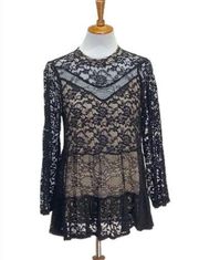 Andree by Unit Lace Long Sleeve Boho Blouse Sz S