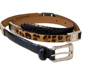 Talbots Croc Embossed Leopard Print Calf Hair Western Style Belt Size M