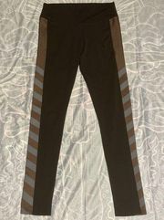 EUC New Mix Black and Brown Side Mesh Panel Leggings size medium