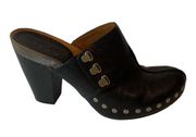 Nine West Vintage America Black Leather Studded Clogs.