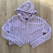 Kendall & Kylie Purple Chenille Zip Up Crop Sweater