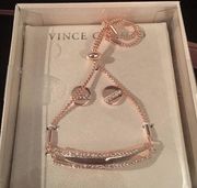 Vince Camuto Rose Gold Pave Crystals Set Bracelet+