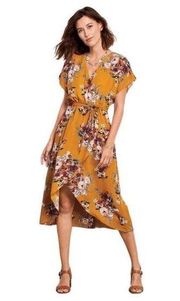 0972 June & Hudson Floral Wrap Front Midi Dress Size Small