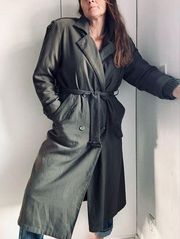 90s Trench Coat in Olive Green Midi Length Fall  Utility Gopcore Apocalyptic S/6