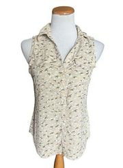 Womens New York & Company NYCO Bird Print Button Down Flowy Sleeveless Top - XS