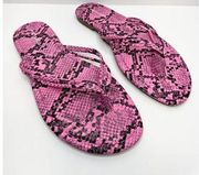 14Th & Union Womens Size 6.5 Pink Black Faux-leather Snake Embossed Flip-flop Sa