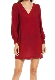 X Steve Madden Ruston Textured Long Sleeve Shift Mini Dress