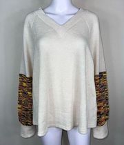 Davi and Dani V-Neck Sweater Cream with Color Sleeves