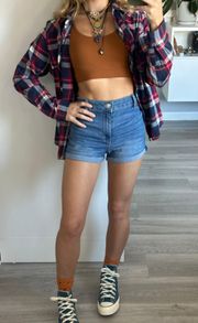 High Rise Retro Denim Shorts