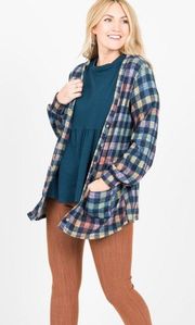 NWT Agnes & Dora Blouson Cardigan | Colorful Check