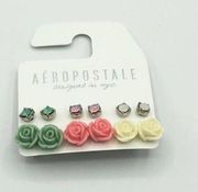Aeropostale Women's Silvertone Fashion Statement  Earring Set