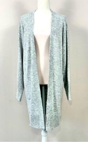 Light Gray Open Front Long Cardigan