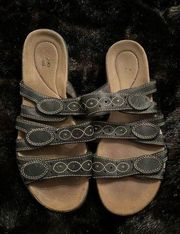 Clarks brown studded sandals, size 9.5. ￼