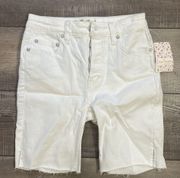 Free People  Avery Bermuda White Denim Shorts