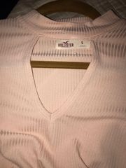 Hollister light pink long sleeve chest cut out shirt