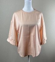 Elliatt Blouse Women Small Wide Cuff and Hem Oversized Top Peach Revolve