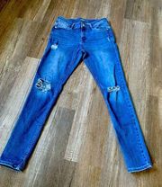 Old Navy Rockstar Super Skinny Ripped Distressed Denim Jeans Blue Wash Size 6