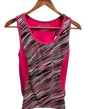 Tek Gear hot pink and black racer back tank with built in bra size large