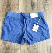 Mid-Rise Blue Shortie Shorts