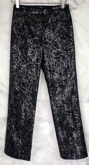 Vintage BCBGMaxAzria Wool Tinsel Structured Straight Leg Trouser Pants Black 2