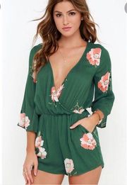 O'Neill Indica Green long sleeved Floral Print Romper size small