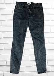 Womens Size 30 Le Skinny de Jeanne Black Tonal Python Denim Jeans •Cropped