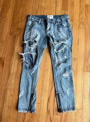 One X One Teaspoon 24 Destroyed Distressed Women's Blue Jeans