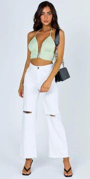 Cece Hammer Wide Leg Jeans White Denim