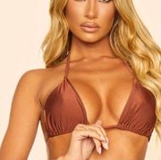 Pretty Little Thing Triangle Bikini Top Brown US 4