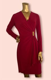 Gathered Side Faux-Wrap Dress