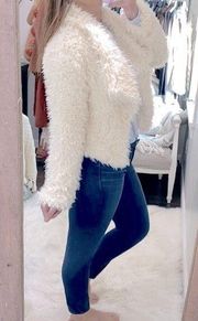 Decree small ivory color fuzzy crop jacket