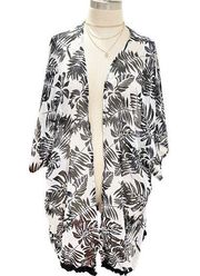 West Loop Beach Cover Up Sheer Palm Leaves Floral One size Fits Most