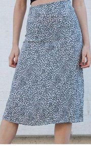 Brandy Melville Blue Black White Leopard Print Phoebe Midi Skirt