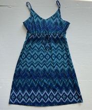 Freedom trail by Kyodan athletic a line dress size medium blue Ikat pattern