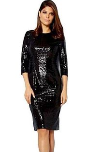 Eva Mendes Collection for New York & Company Black Sequin Sheath Dress Sz Small