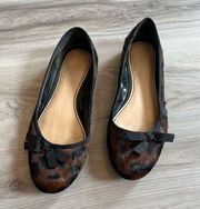 Simply Vera Wang 8 Ganauche Leopard Leather Ballet Flats