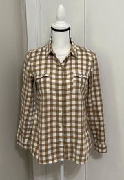 Old Navy plaid Flannel Brown White button Up Shirt