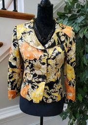 Jones Wear Women's Floral Polyester Long Sleeve Single Breasted Blazer Size 6P