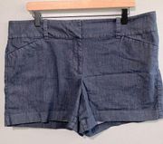 Ann Taylor Signature Chambray Shorts Women Plus Size 16