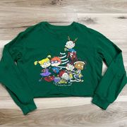 Nickelodeon Rugrats Christmas Green Cropped Long Sleeve Shirt Women’s Large