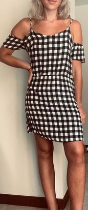 Don’t Ask Why American Eagle Gingham Checked Cold Shoulder Mini Dress