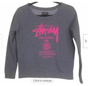 Vintage 90's Stussy grey and Pink sweater S