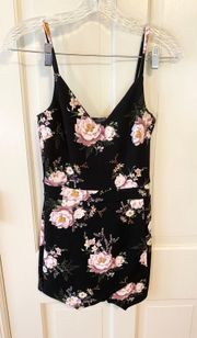 NWOT  black and pink floral romper