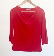 MikaRose Red Cowl Neck Dressy Red Blouse