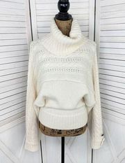 Moda International Vintage Cowl Neck Bell Sleeve Sweater Cream Medium