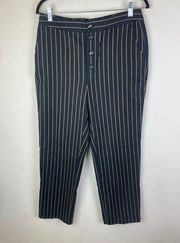 Massimo Dutti Pinstripe Trousers Black and Tan, size US 8, straight leg