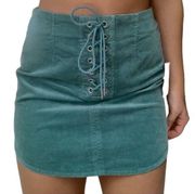 Forever 21  Teal Corduroy Lace Up Skirt Small E