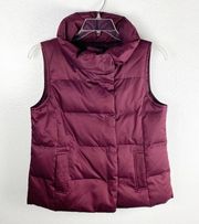 J. JILL Maroon Quilted Puffer Down Filled Button Vest, Size SP