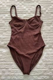 Brown One Piece Swimsuit